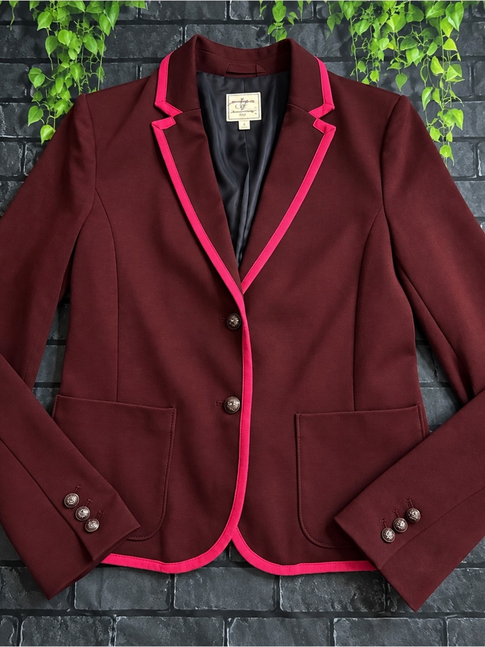 GAP Burgundy Blazer with Pink Trim